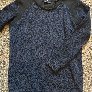 Scotch & Soda Navy Textured Long Sleeve Dress